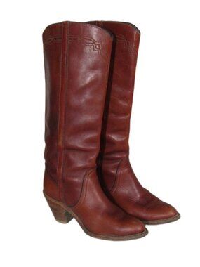 VTG 80s FRYE Campus 7360 Cognac Brown Riding Western Pull On Boho Boots 8 B